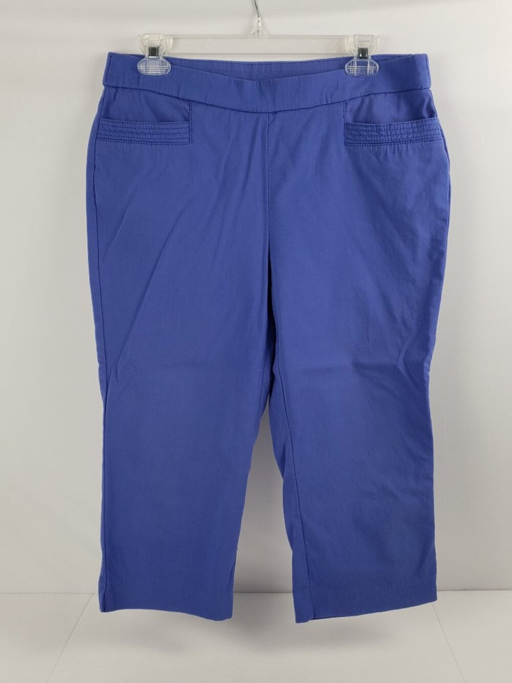 Studio Works 10P Pull On Capris Purple Blue Womens Stretch Petite Pockets